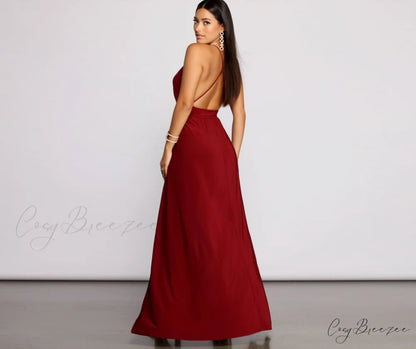 Brie Double Slit Charming A-Line Formal Dress