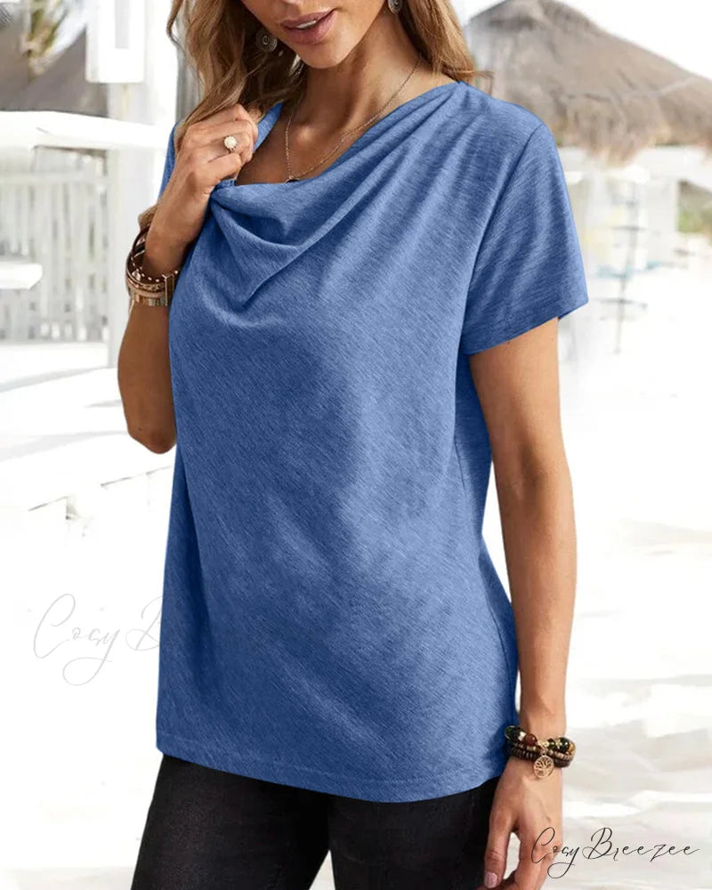 Brief T-shirt - Neck Cowl Sleeves