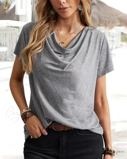 Brief T-shirt - Neck Cowl Sleeves Gray / S