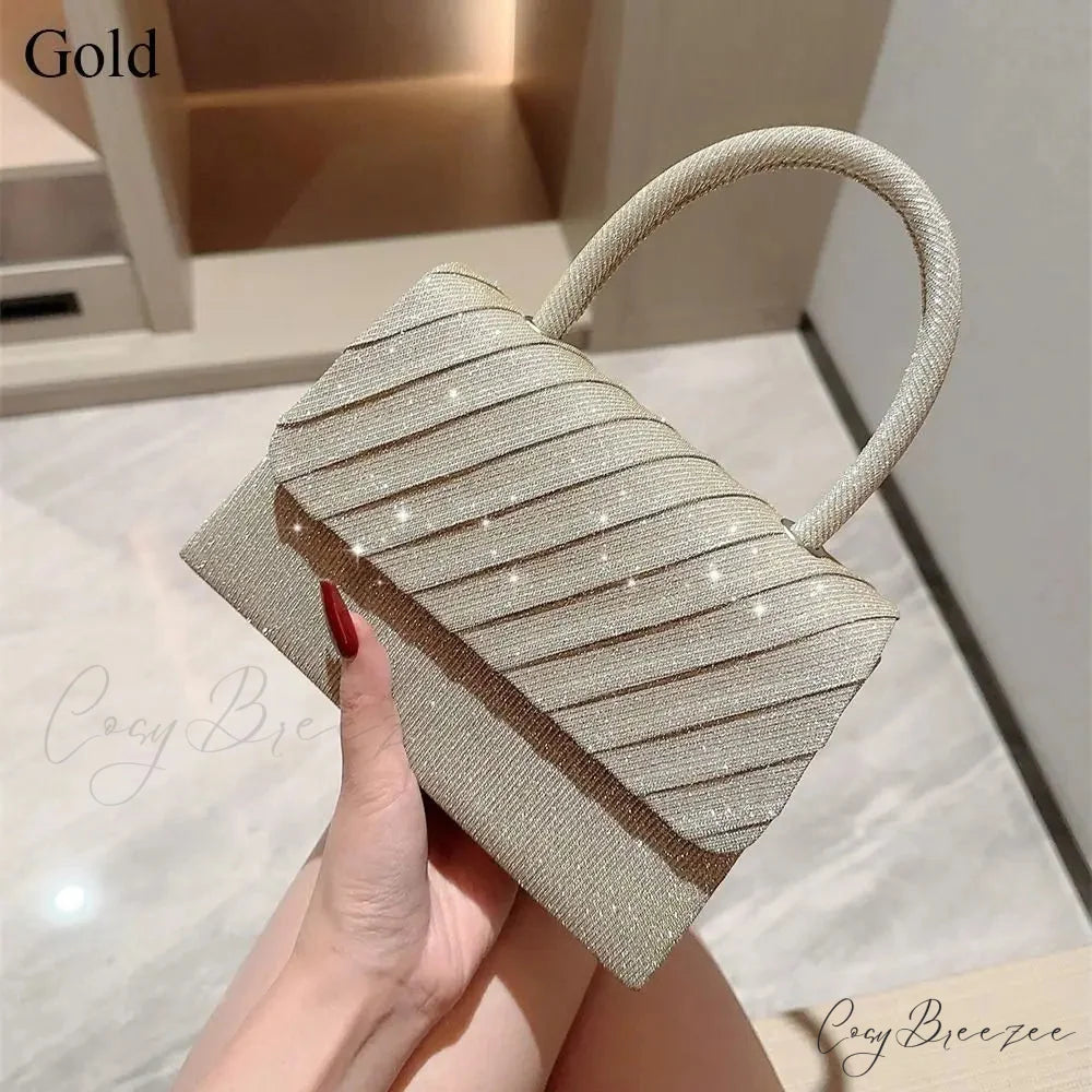 Bright Silk Evening Elegant Banquet Clutch Gold clutchbag-250126