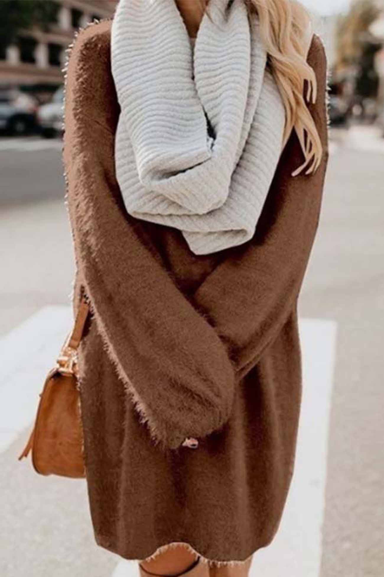 Plush Long Sleeve Crew Neck Dress