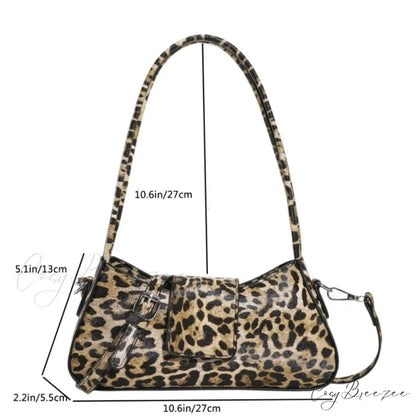 Brown Leopard PU Leather Crossbody Khaki shoulder-250126