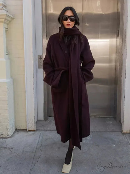 Brown Soft Fluffy Faux Fur Lapel Coat overcoats-241228