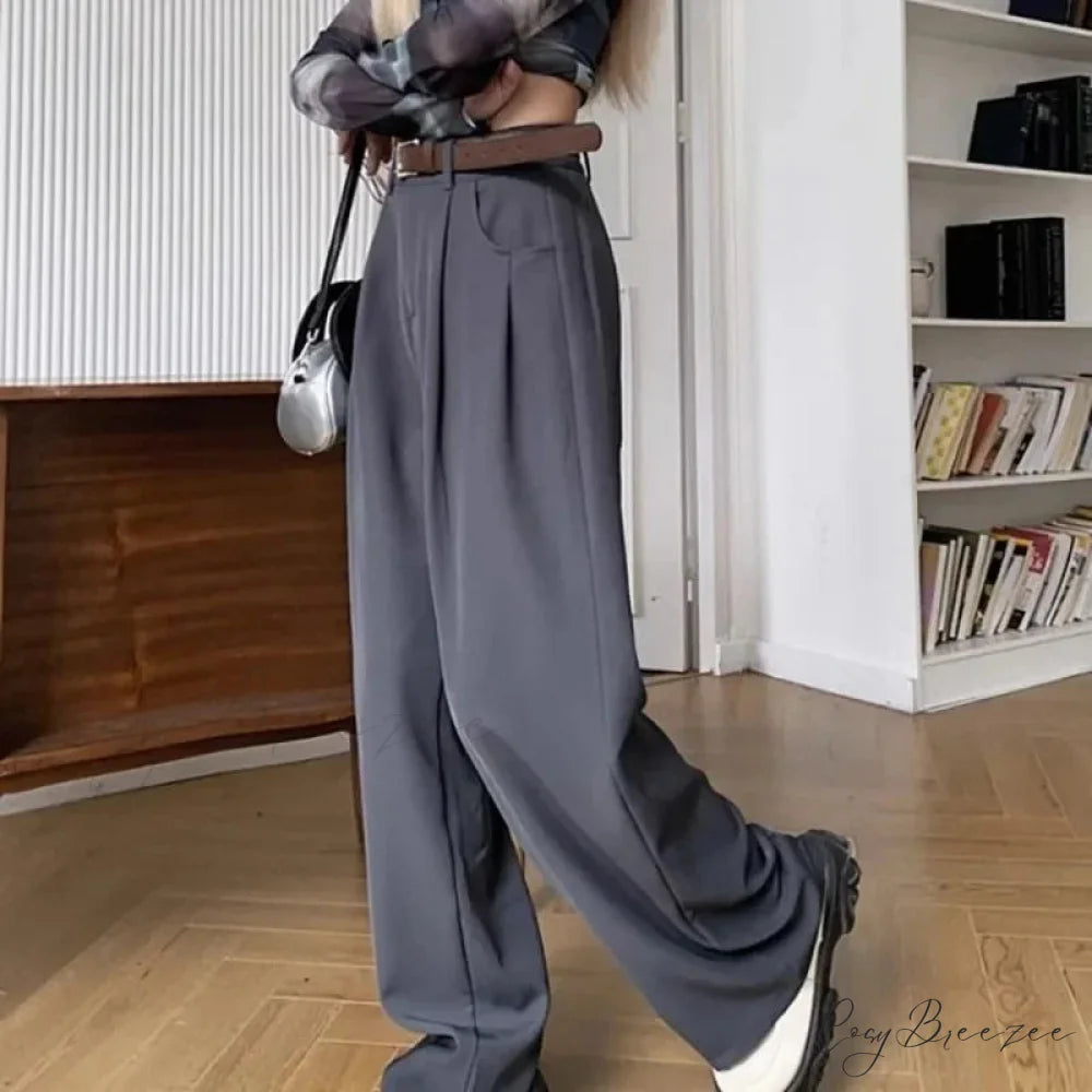 Brown Suit Baggy Office Pants pants-241228