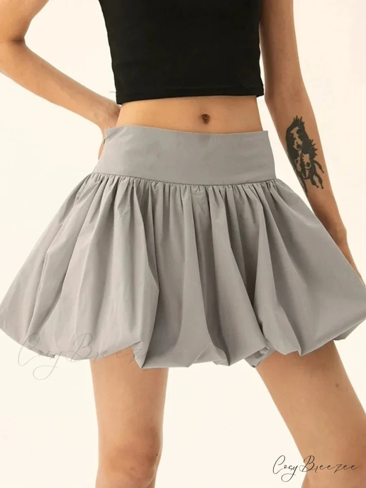 Bubble Flounce Hem Pleated Skirt skirts-250223