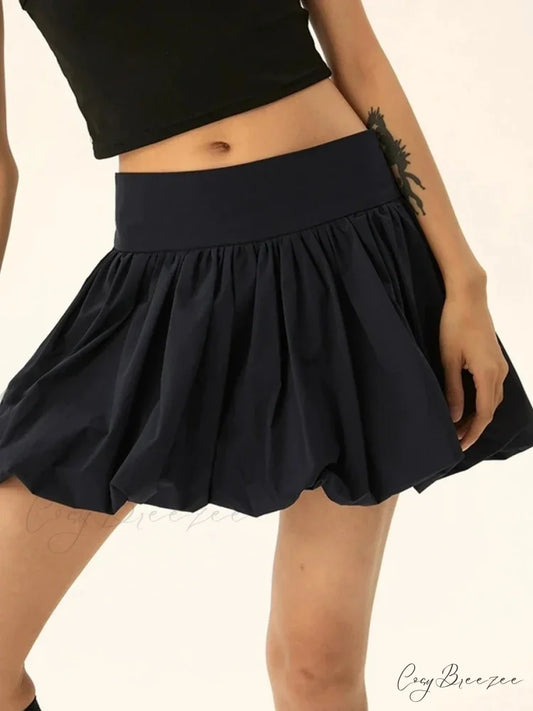 Bubble Flounce Hem Pleated Skirt skirts-250223