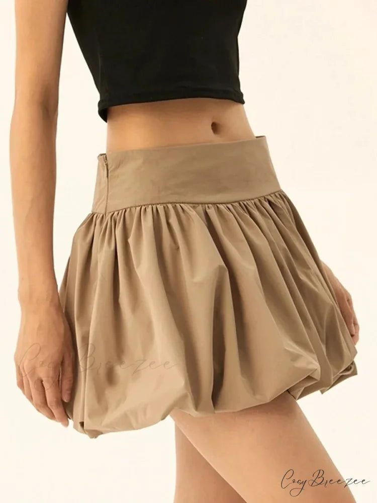 Bubble Flounce Hem Pleated Skirt skirts-250223