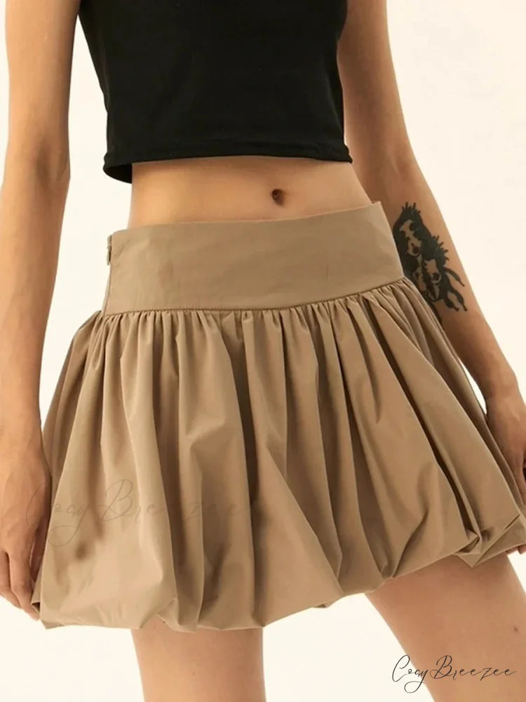 Bubble Flounce Hem Pleated Skirt skirts-250223