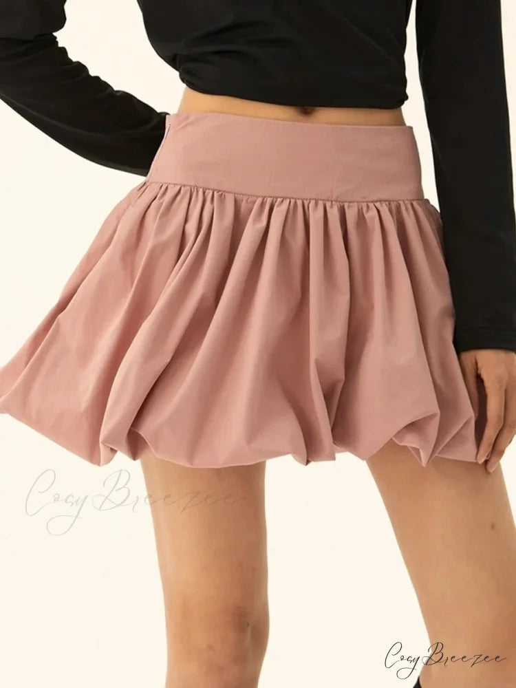 Bubble Flounce Hem Pleated Skirt skirts-250223