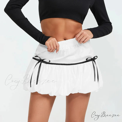 Bubble Ribbon Tie A-Line Skirt skirts-250223