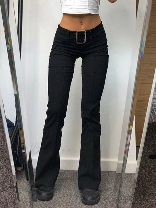 Buckle Belted Graceful Denim Bandeau Top Black / S