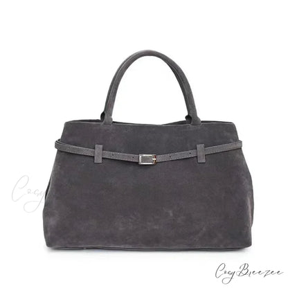 Buckle Decorative Faux Suede Large Tote Handbag GRAY handbag-250126