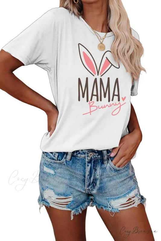 Bunny Graphic T-shirt for Moms White / S