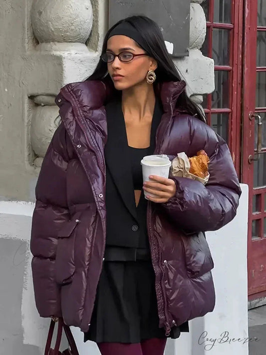 Burgundy Red Warm Cotton Coat
