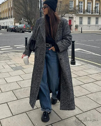 Burgundy Scarf Collar Lace-Up Coat Dark grey / S overcoats-241228