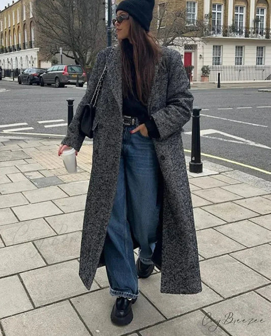 Burgundy Scarf Collar Lace-Up Coat Dark grey / S overcoats-241228