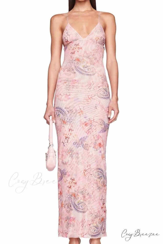 Butterfly Backless Midi Dress with Halterneck
