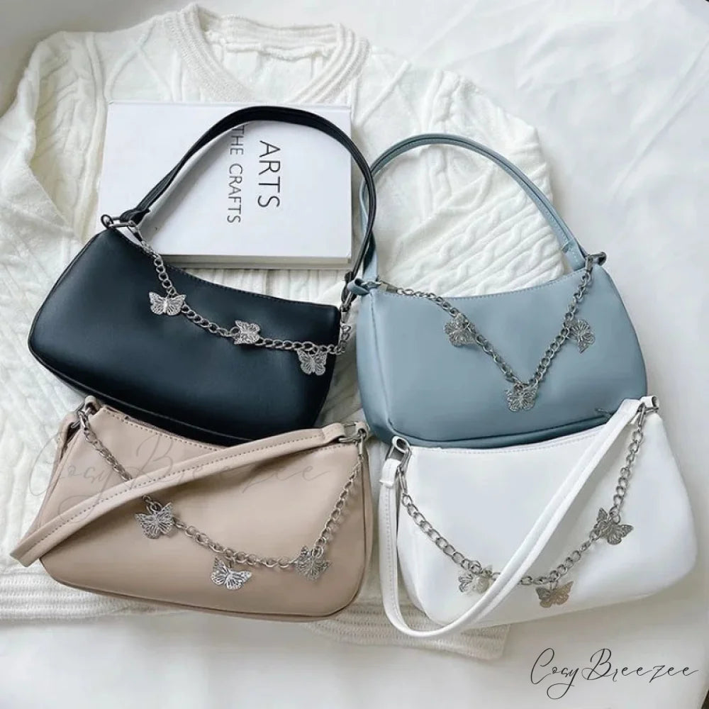 Butterfly Chain PU Leather Travel Shoulder Bag shoulder-250126