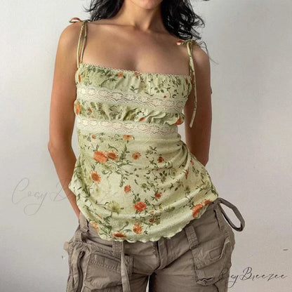 Butterfly Embroidery Mesh Splicing V Neck Slim Sheer Crop Top croptop-250126