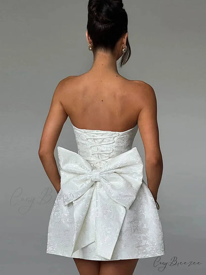 Butterfly Knot Backless Mini Dress minidress-250223