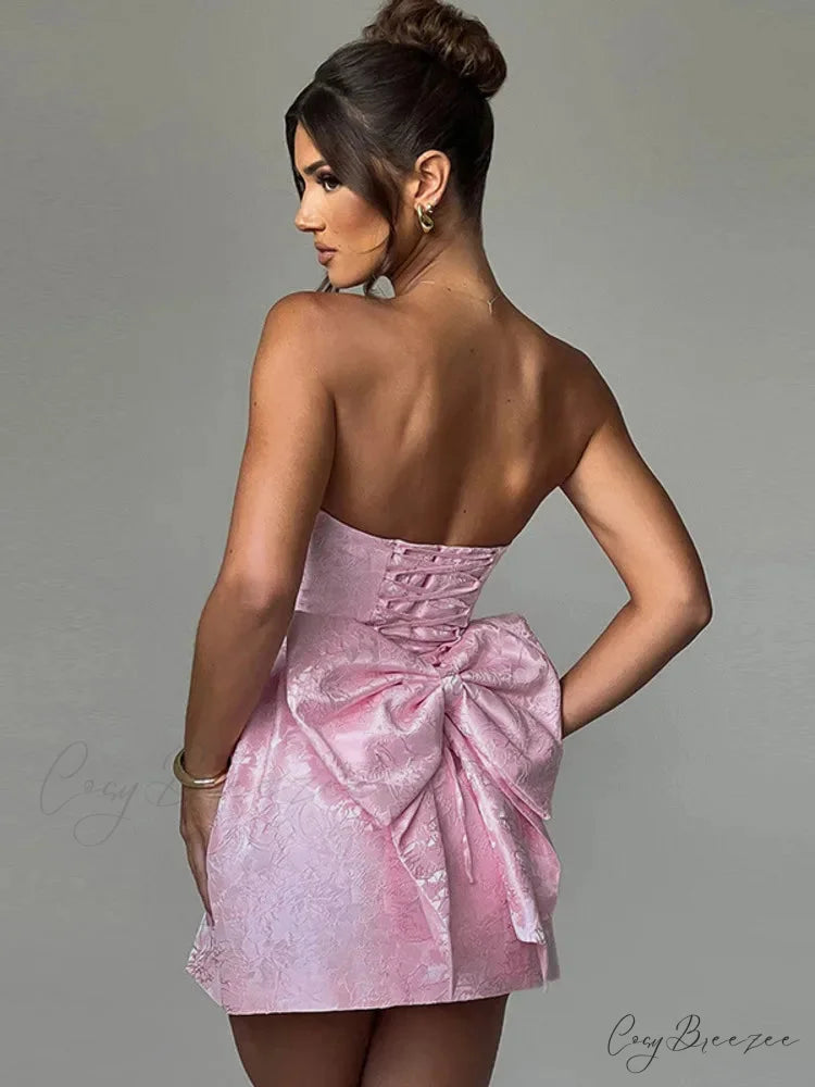 Butterfly Knot Backless Mini Dress minidress-250223