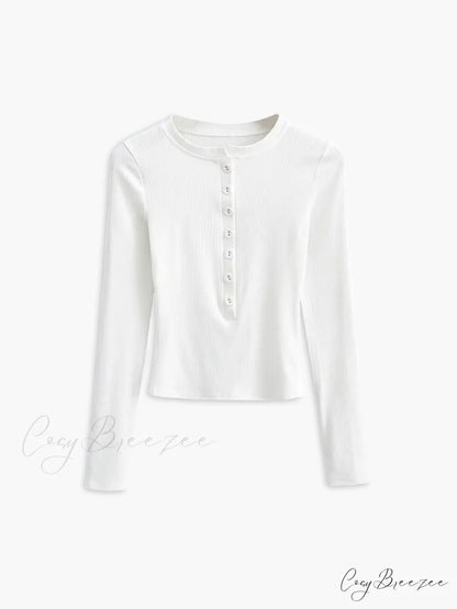 Button Down Long Trendy Sleeve Crop Shirt White / XS