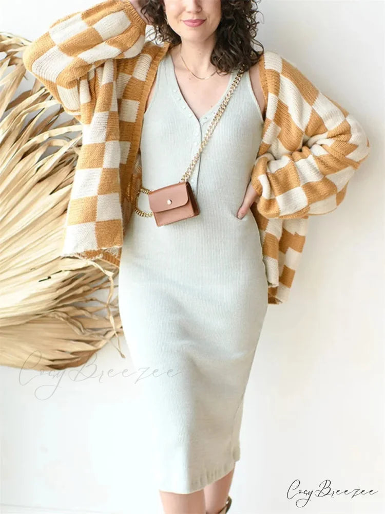 Button-Down Sweater Cardigan yellow / S cardigans-241228
