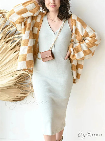 Button-Down Sweater Cardigan yellow / S cardigans-241228