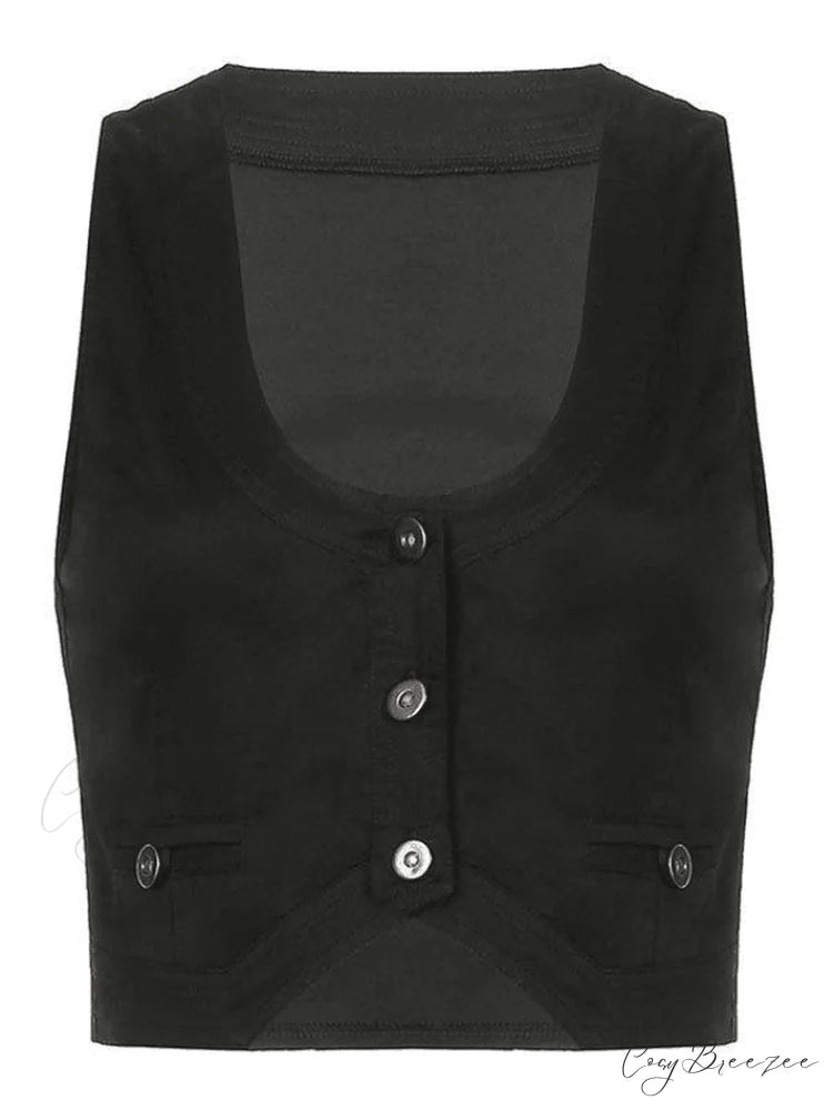 Button Front Bodycon Rib Knit Classic Sleeveless Mini Dress - Coffee