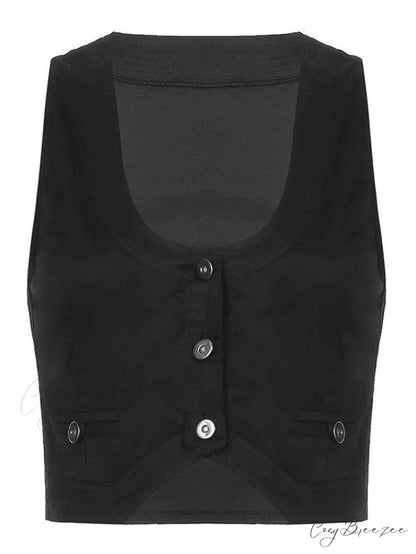 Button Front Bodycon Rib Knit Classic Sleeveless Mini Dress - Coffee