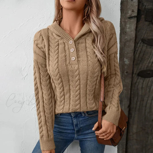 Button Retro Cardigan Sweater Khaki / S swraters-241228