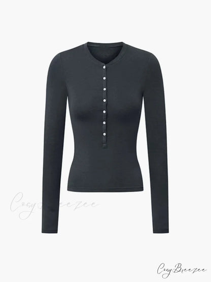 Button Up Graceful Long Sleeve Top