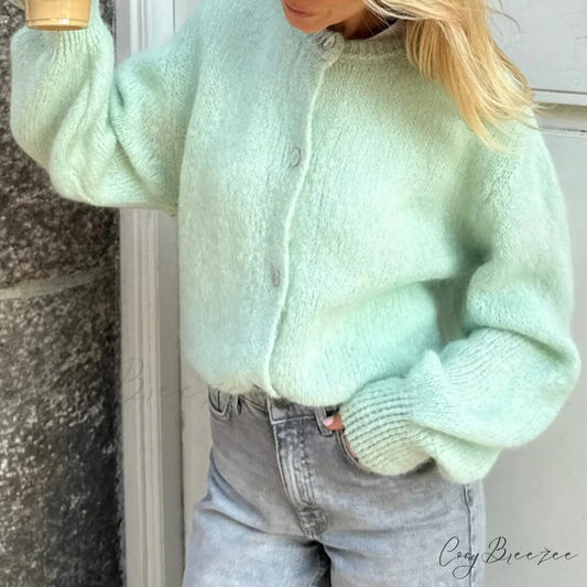 Button Up Lightweight Plain Cardigan cardigans-241228