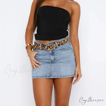 Button Up Slim Fit Denim Skirt blue / S skirts-250223