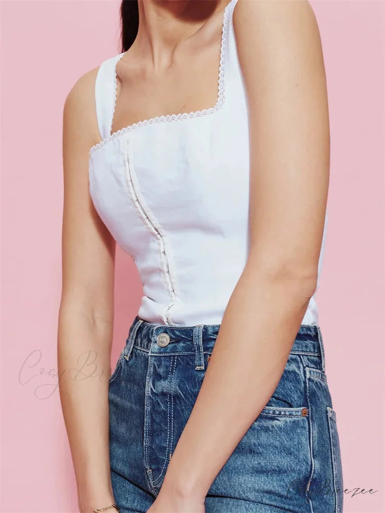 Button-up Square Neck Lace Floral Crop Top croptop-250126