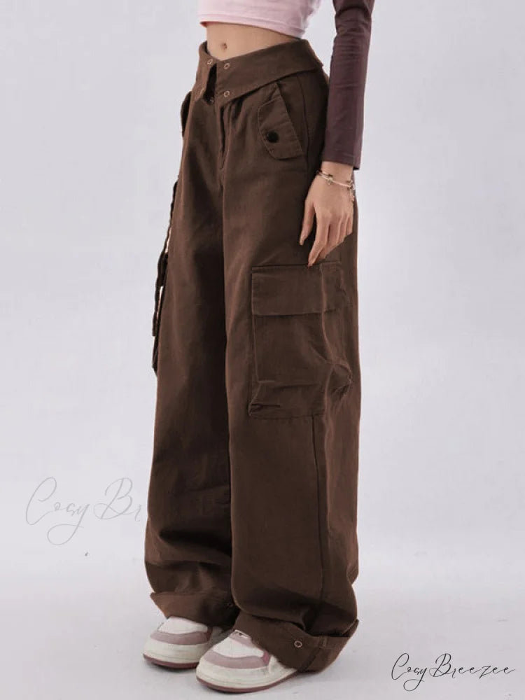 Buttoned Green Graceful Baggy Boyfriend Jeans