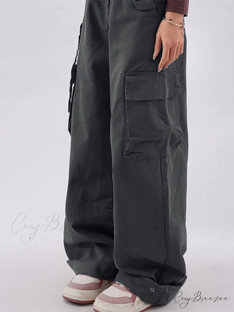 Buttoned Green Graceful Baggy Boyfriend Jeans