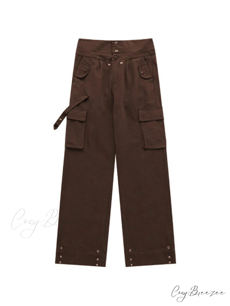 Buttoned Green Graceful Baggy Boyfriend Jeans