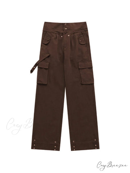 Buttoned Green Graceful Baggy Boyfriend Jeans