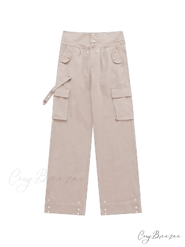 Buttoned Green Graceful Baggy Boyfriend Jeans