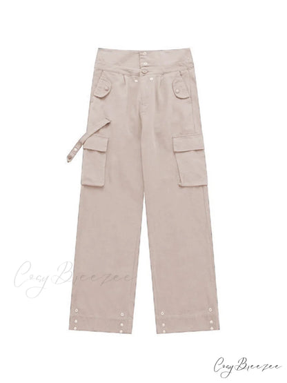 Buttoned Green Graceful Baggy Boyfriend Jeans