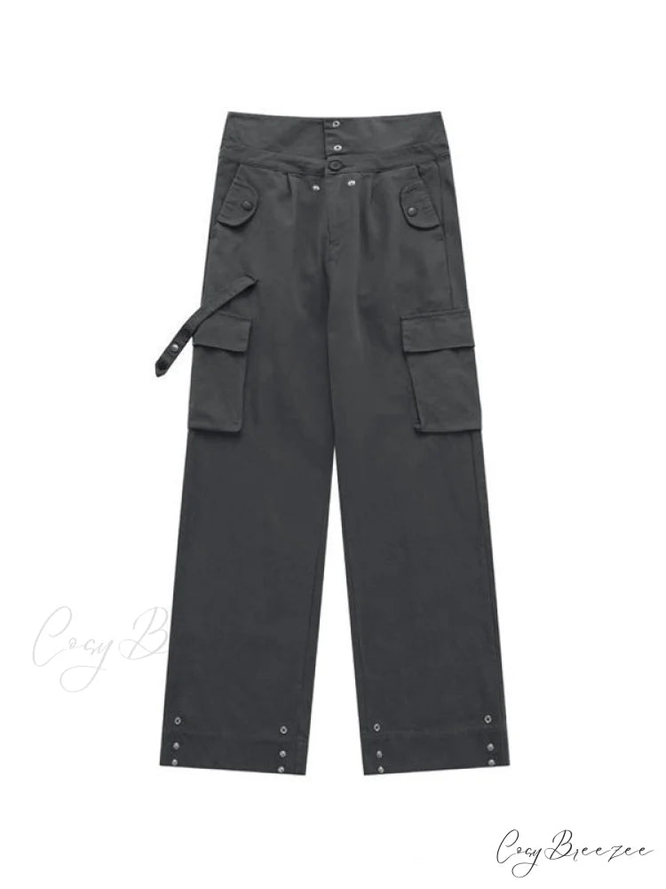 Buttoned Green Graceful Baggy Boyfriend Jeans