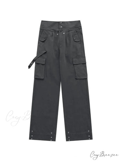 Buttoned Green Graceful Baggy Boyfriend Jeans