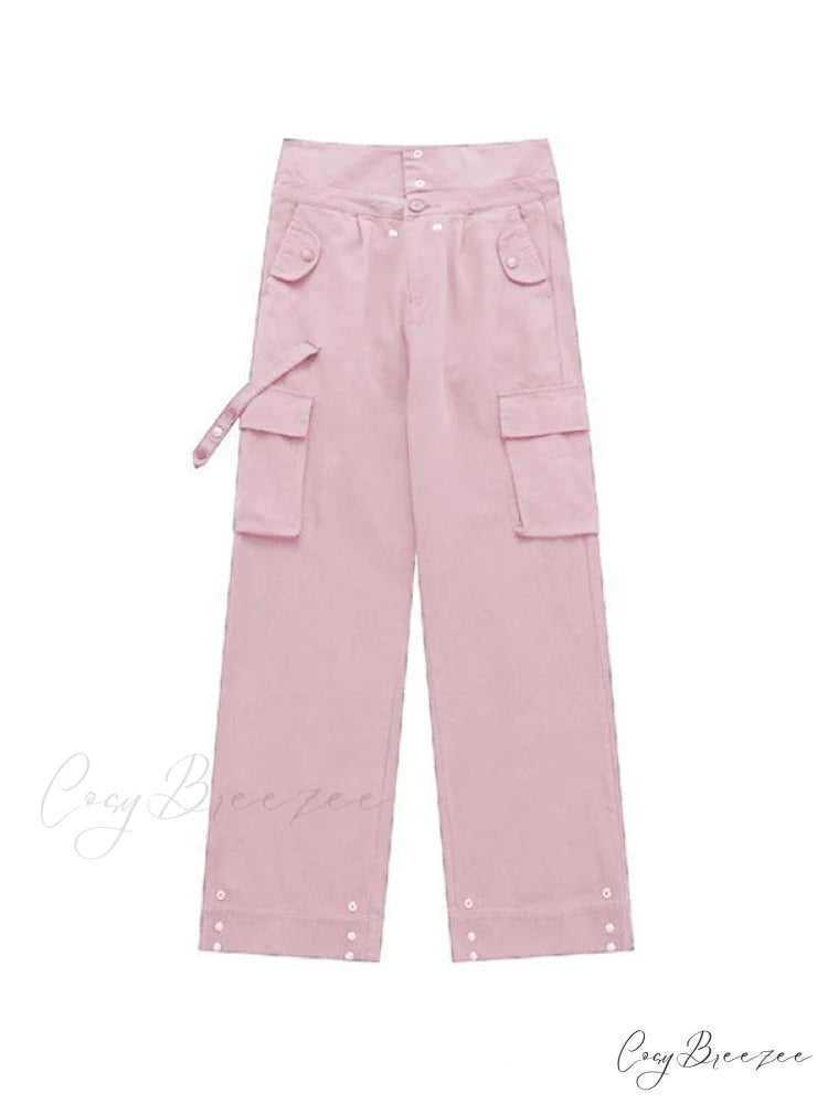 Buttoned Green Graceful Baggy Boyfriend Jeans