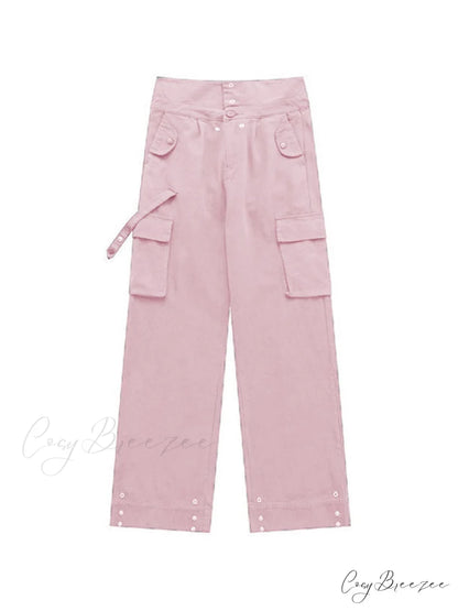 Buttoned Green Graceful Baggy Boyfriend Jeans