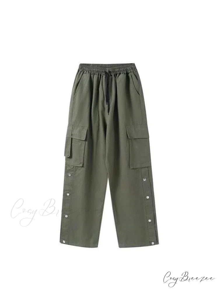 Buttoned Pocket Graceful Patch Cargo Pants
