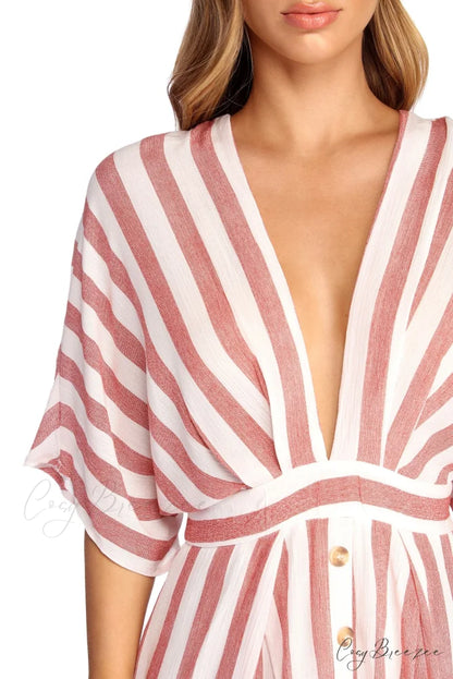 Buttoned Up Stylish In Stripes Dress