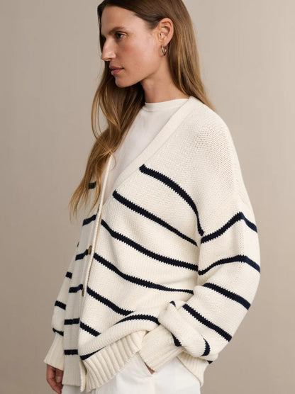 Striped Loose Knit Cardigan