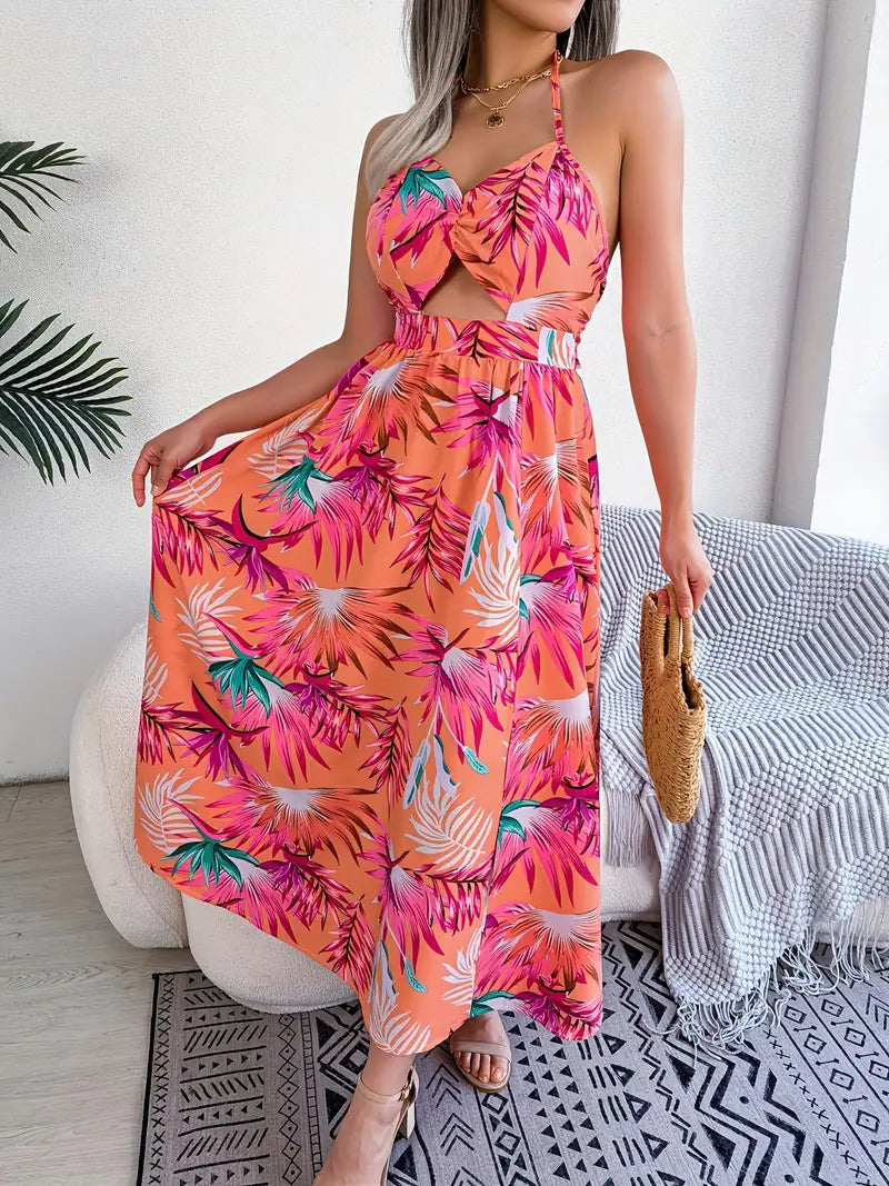 Tie Cutout Design Full-Length with Gown Flowered Back