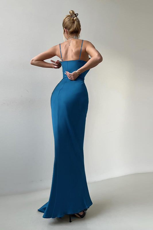 V-Neck Bow Tie Waist-Cinched Bodycon Party Dress